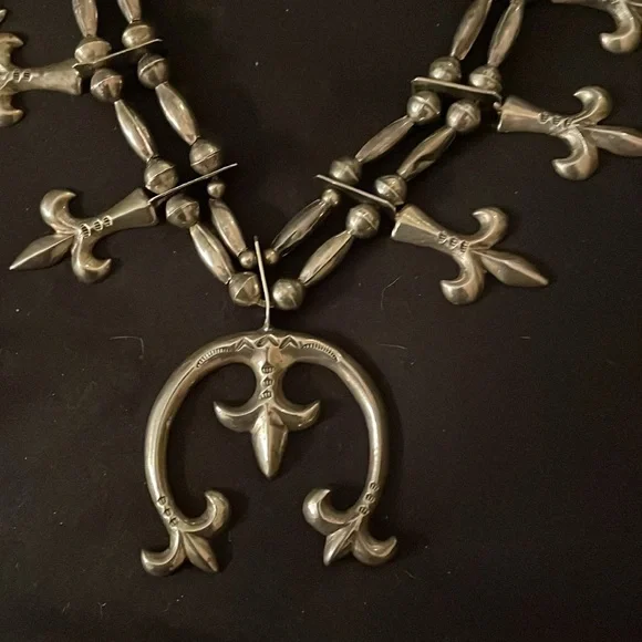 Antique silver squash blossom necklace